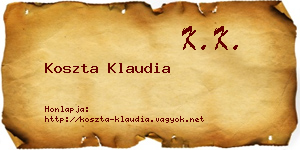 Koszta Klaudia névjegykártya